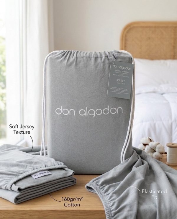 Sábana Bajera Ajustable de Punto Jersey Don Algodón – 100% Algodón (160g/m²)